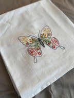 Butterfly & Blooms - Hand Embroidered Dish Towel