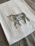 Horse & Blooms - Hand Embroidered Dish Towel