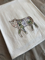 Horse & Blooms - Hand Embroidered Dish Towel