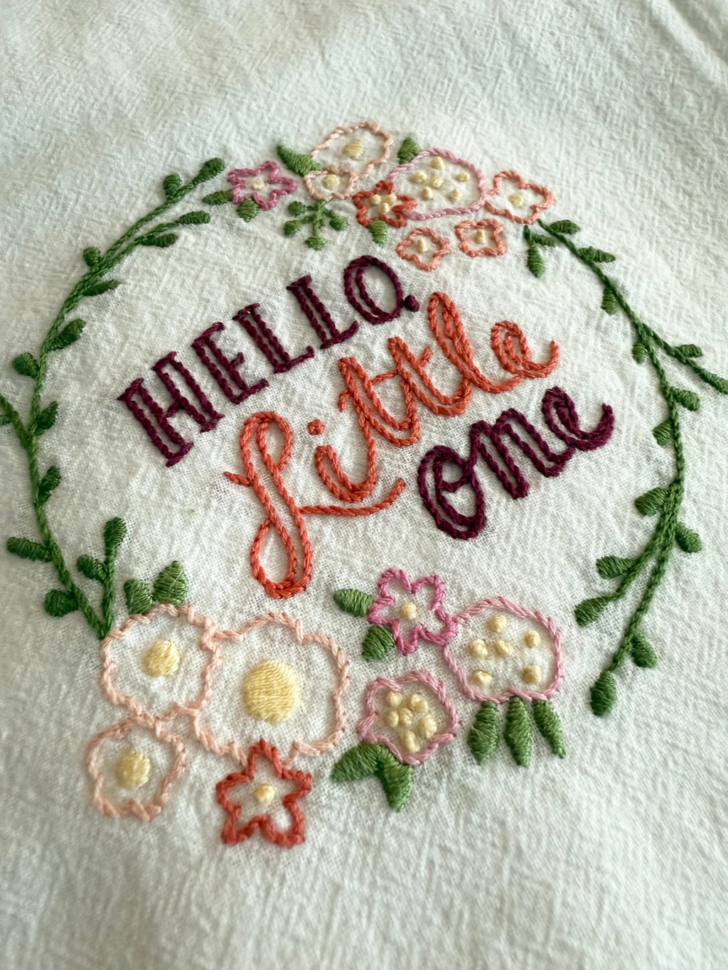 Little One - Hand Embroidered Dish Towel