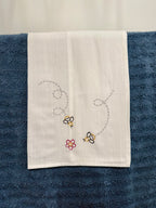 Flower & Friends - Hand Embroidered Dish Towel