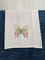 Butterfly & Blooms - Hand Embroidered Dish Towel